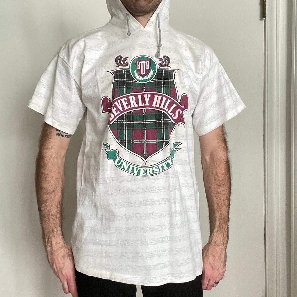 Vtg 90s Single Stitch Beverly Hills University Rich Tee's Tag Made USA One Size